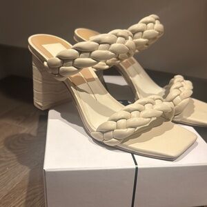 Dolce Vita Cream Braided Block Heel Sandals